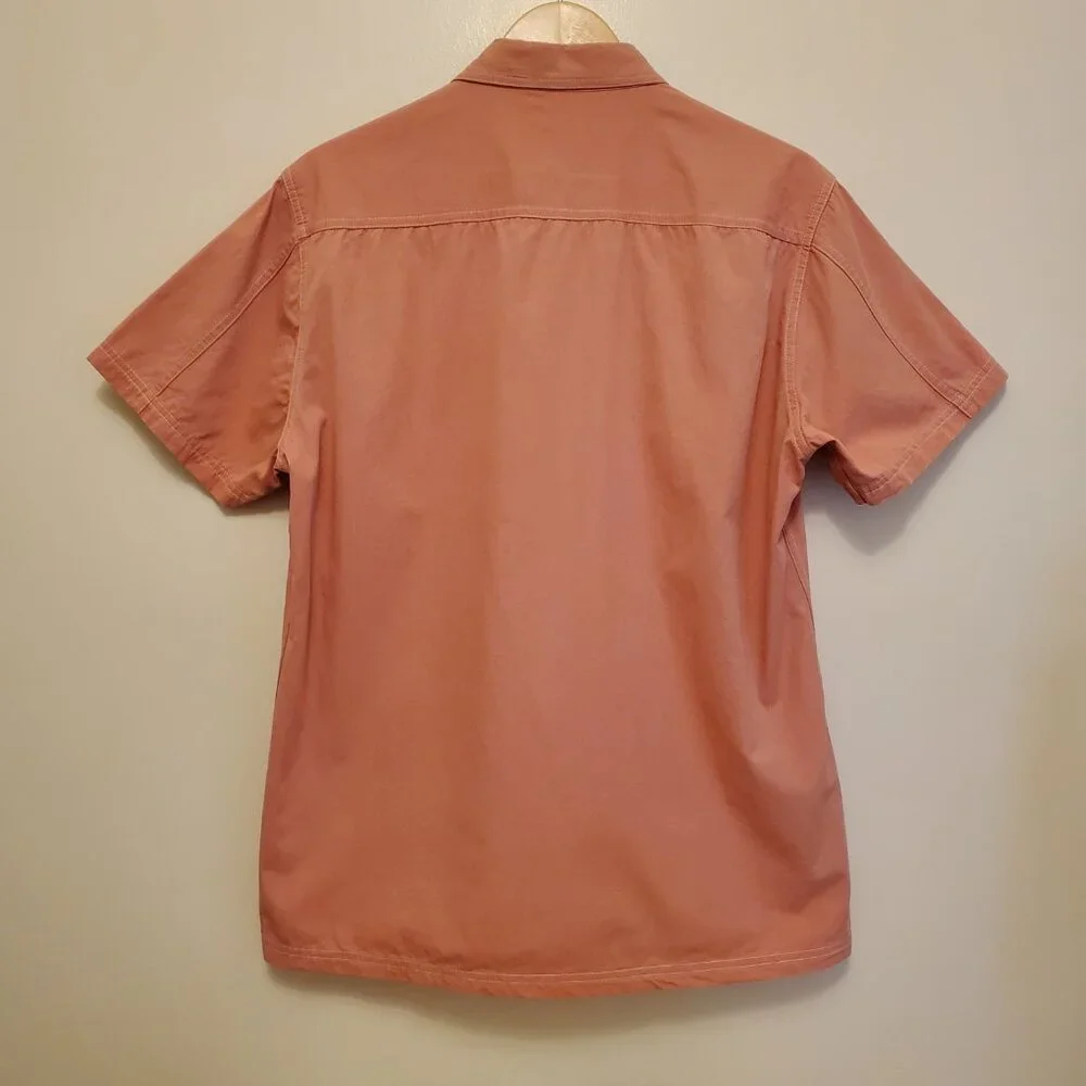 Coofandy Men’s Salmon Pink Short Sleeve Casual Button-Down Shirt - L - Picture 5 of 9